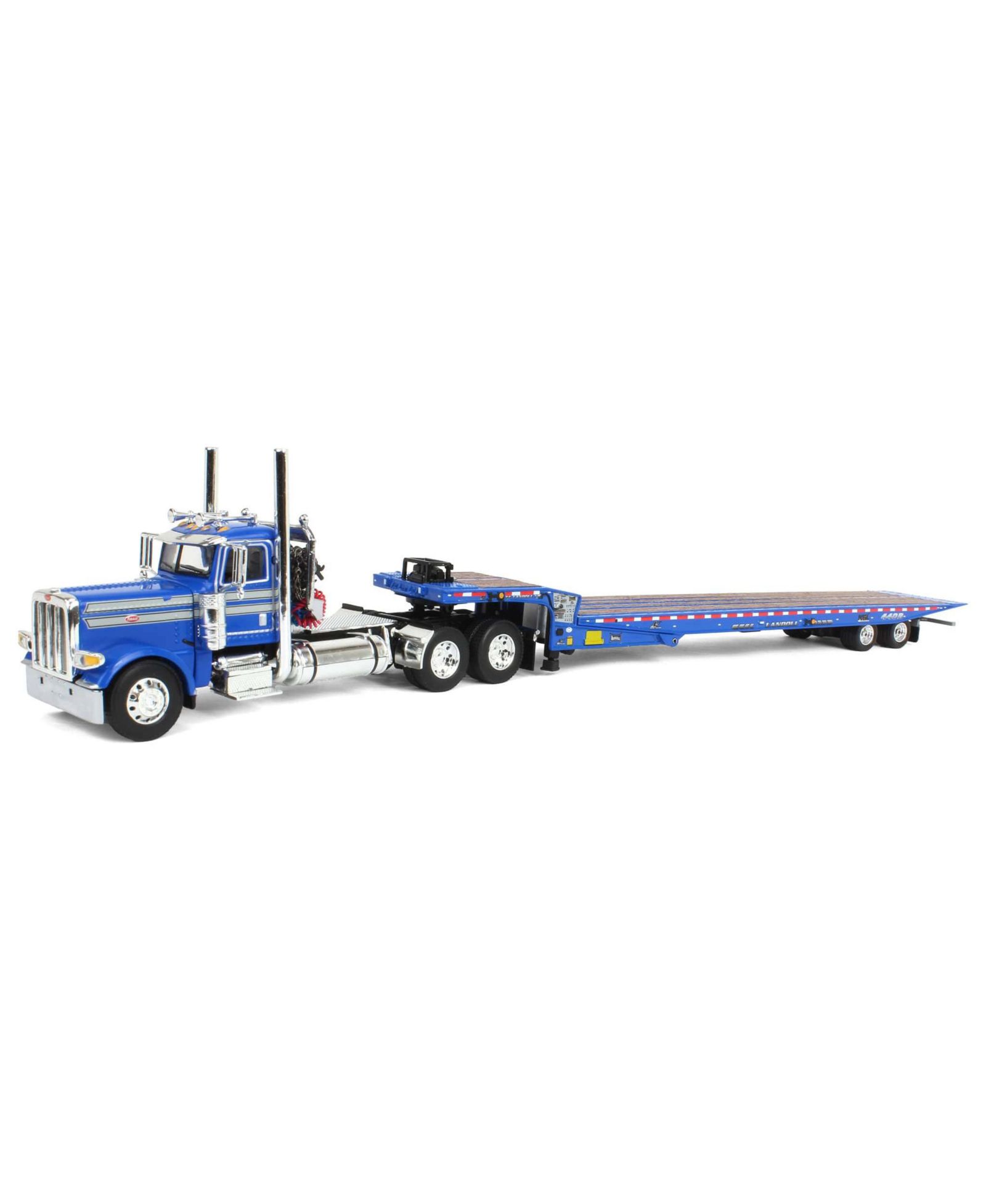 First Gear DCP 1/64 синий Peterbilt 389 Day Cab Landoll 440B Traveling Axle Trailer 60-1982