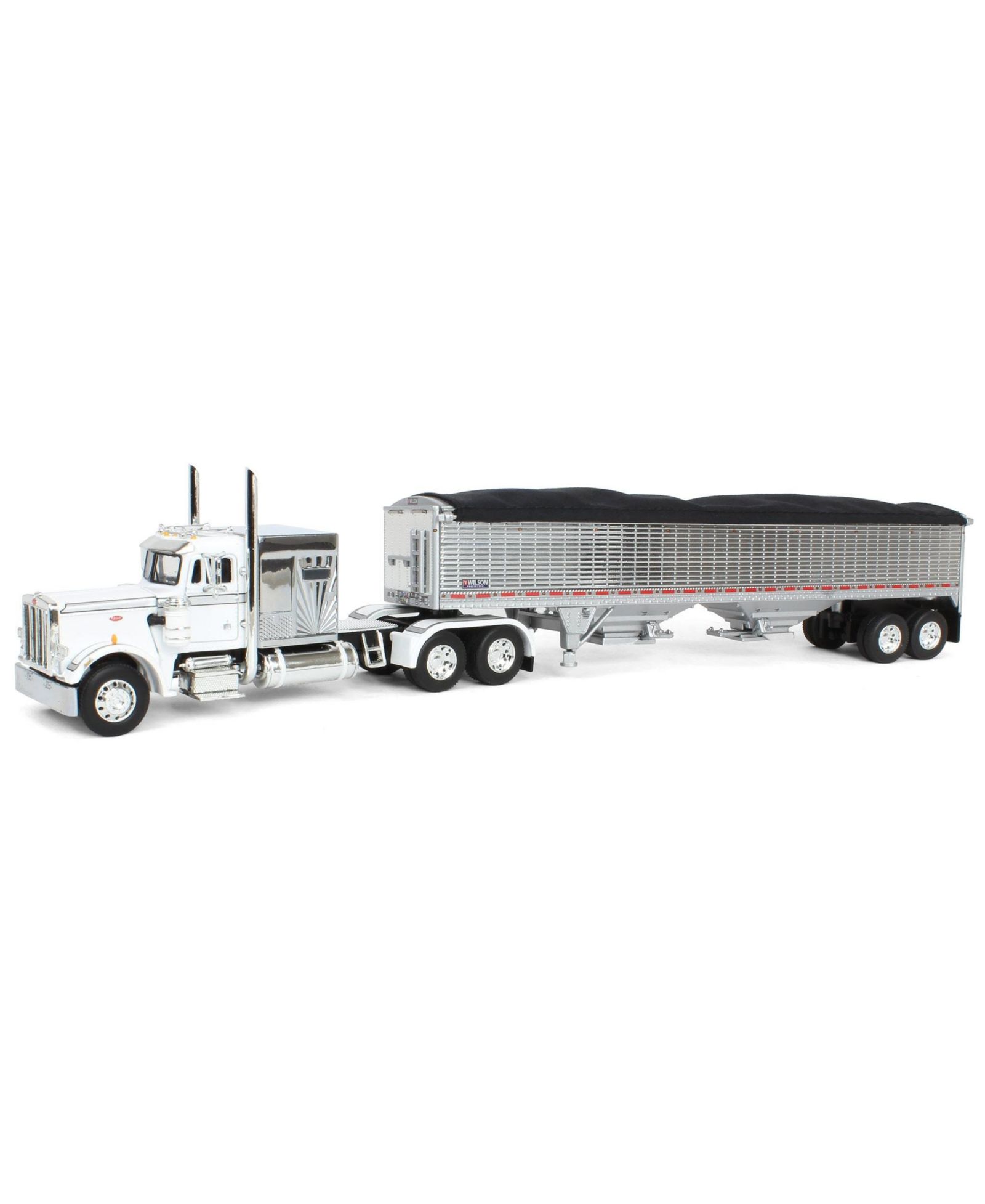 Peterbilt 359 60" Sleeper с прицепом Wilson High Side Grain, 1/64, White