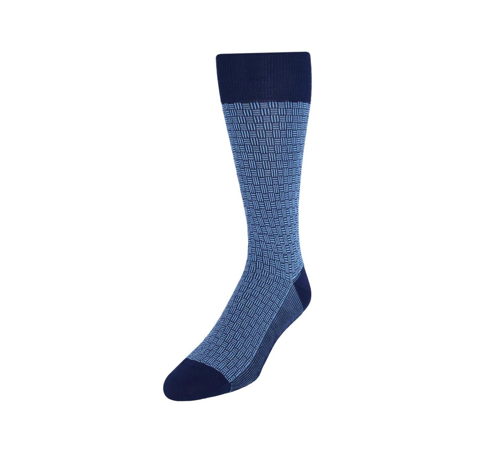 TRAFALGAR Men's Horatio Cross Hatch Design Mid-Calf Mercerized Cotton Socks
