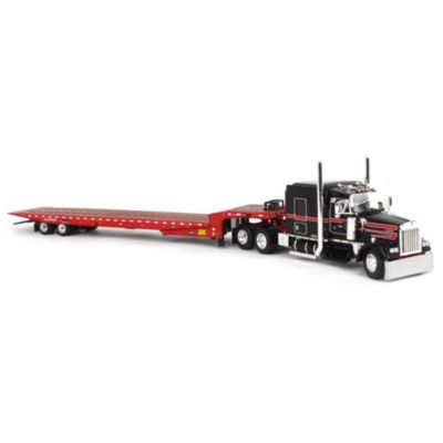 First Gear 1/64 Scale Kenworth W900L with Landoll Traveling Axle Trailer Die-Cast Metal Semi Truck and Trailer, 2-Piece Set