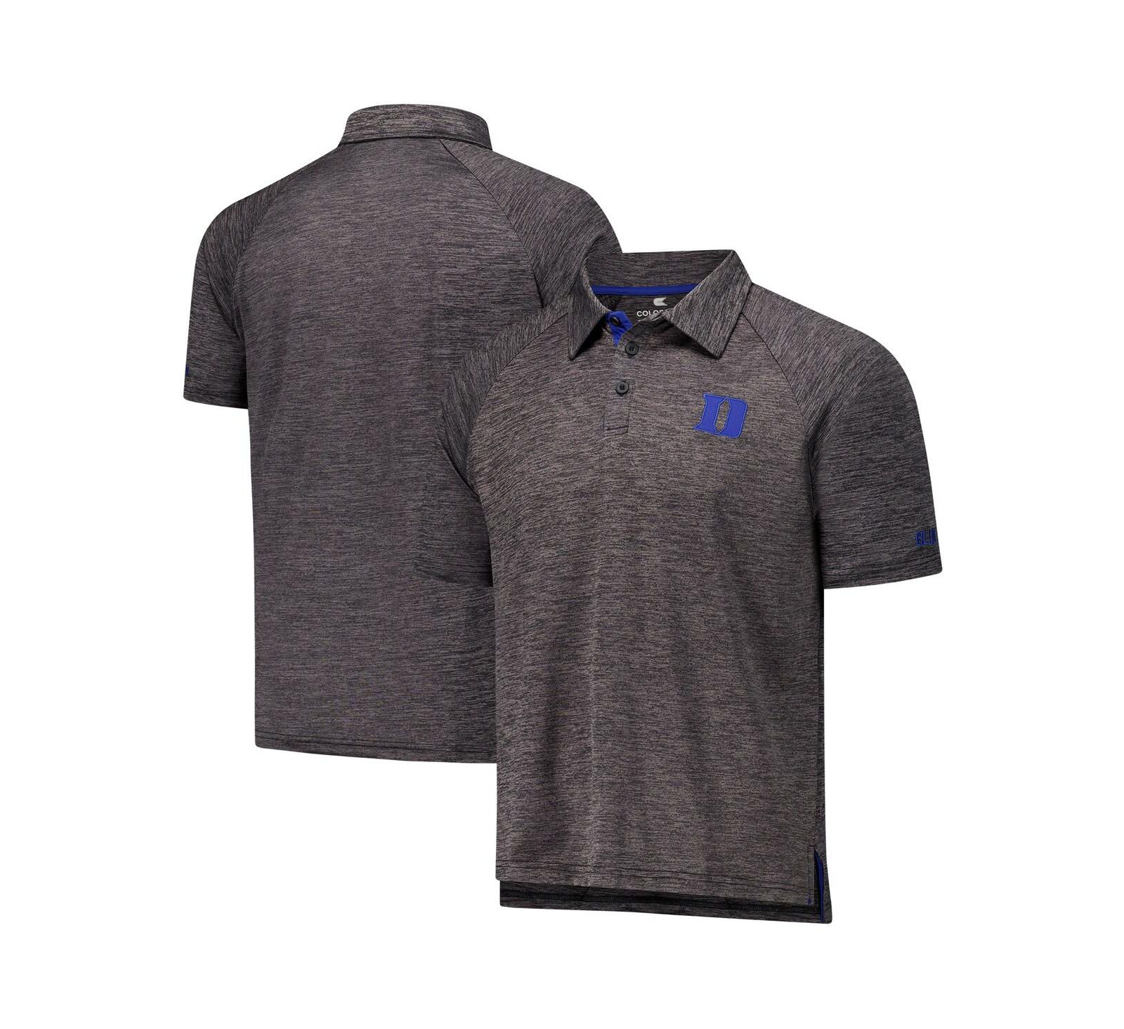 Colosseum Men's Heather Charcoal Duke Blue Devils Down Swing Raglan Team Polo Shirt