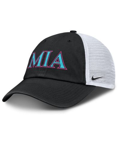 Мужская и женская кепка Nike Black/White Miami Marlins 2025 City Connect Trucker Adjustable