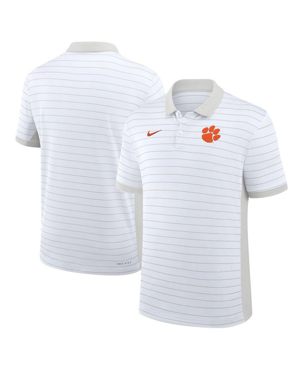Мужская спортивная рубашка Nike White Clemson Tigers 2025 Early Season Coaches Sideline Victory Stripe Performance Polo