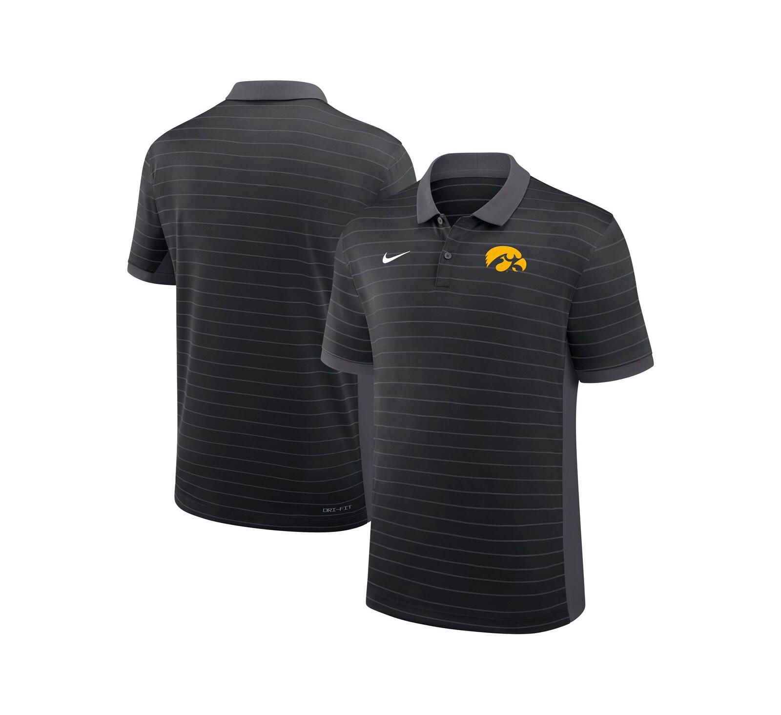 Nike Men's Black Iowa Hawkeyes 2025 Early Season Coaches Sideline Victory Stripe Performance Polo Shirt