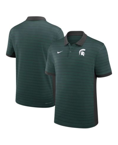 Мужская рубашка-поло Nike Michigan State Spartans 2025 Early Season Coaches Sideline Victory Stripe Performance зеленого цвета