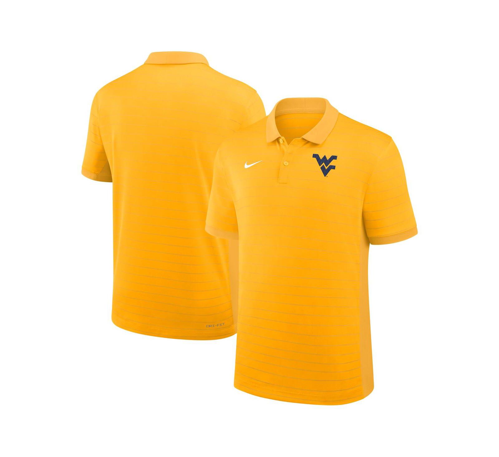 Мужская Polo рубашка Nike Gold West Virginia Mountaineers 2025 Early Season Coaches Sideline Victory Stripe Performance