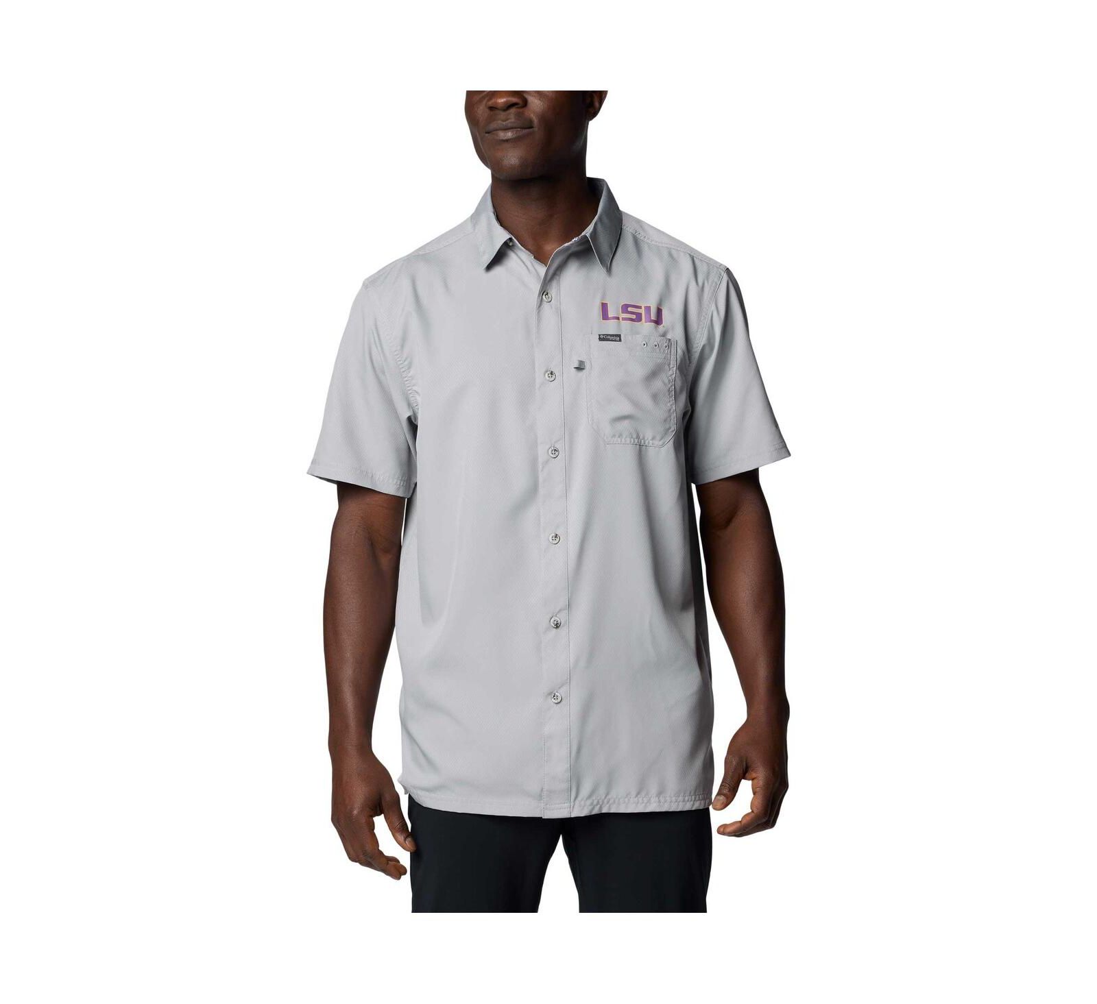 Мужская рубашка Columbia LSU Tigers PFG Slack Tide Omni-Shade, Gray