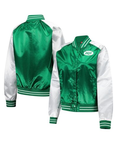 Mitchell & Ness Женская Green New York Jets Team 2.0 Satin Raglan Full-Snap Jacket