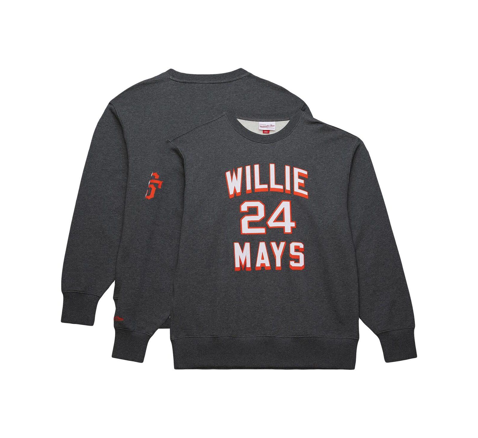 Mitchell & Ness Мужской флисовый свитшот Willie Mays Heather Charcoal San Francisco Giants Legends Collection Vintage Logo