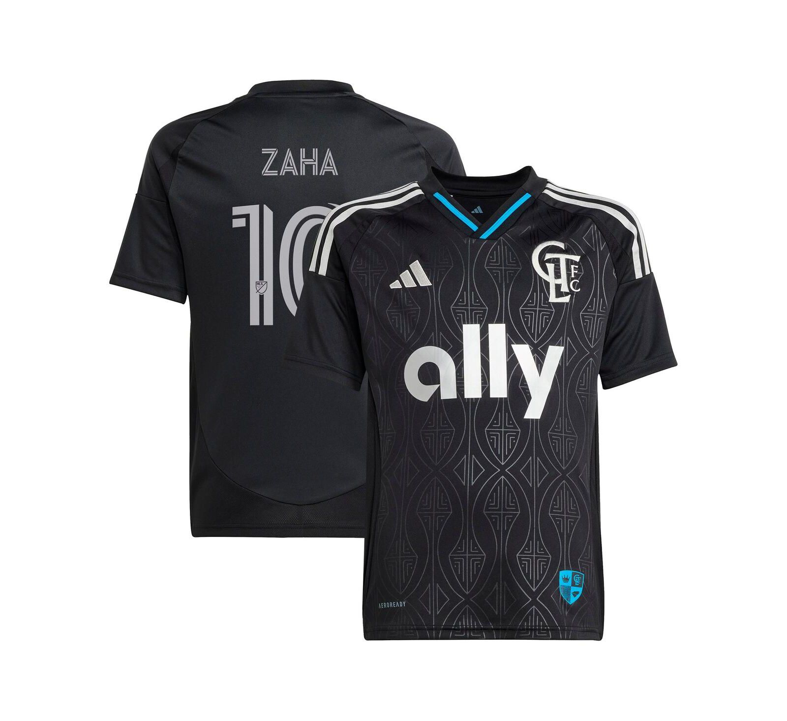 Реплика джерси Adidas Wilfried Zaha Black Charlotte FC 2025 Fortress Kit для мальчиков и девочек