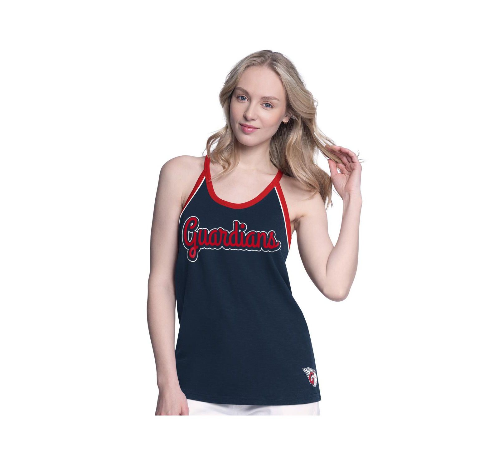 G-III 4Her by Carl Banks Женский темно-синий майка на бретелях Cleveland Guardians Curveball Racerback