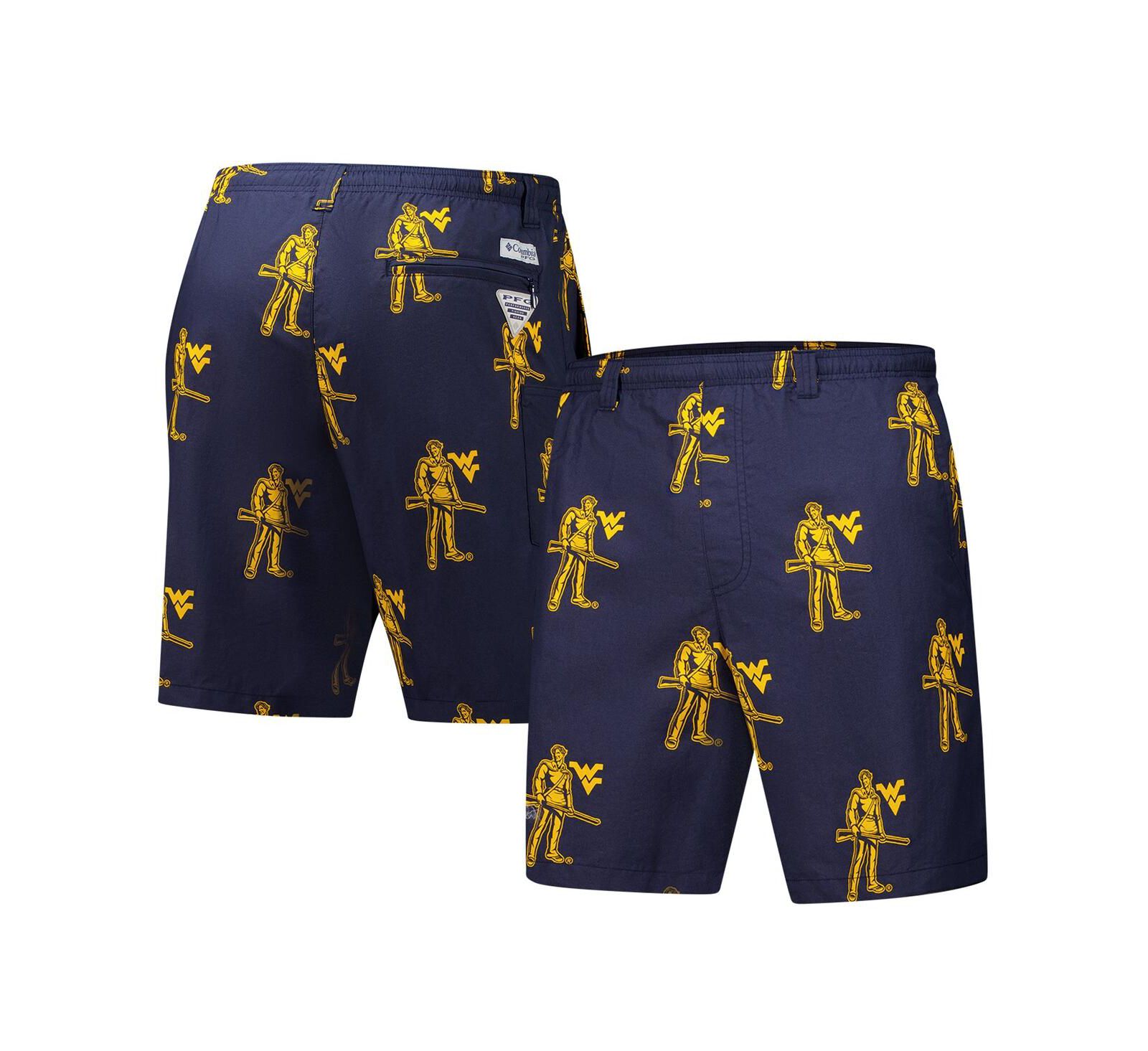 Columbia Men's Navy West Virginia Mountaineers Backcast III Printed Shorts