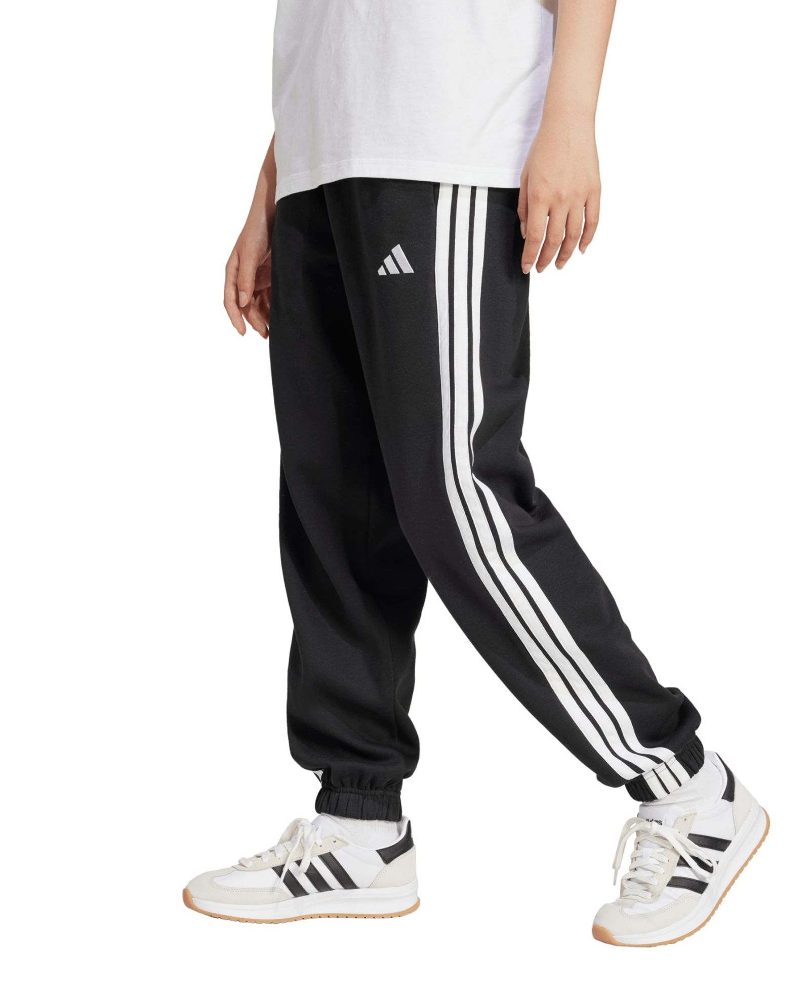 adidas Women's Essentials 3-Stripes Pull-On Fleece Loose Pants