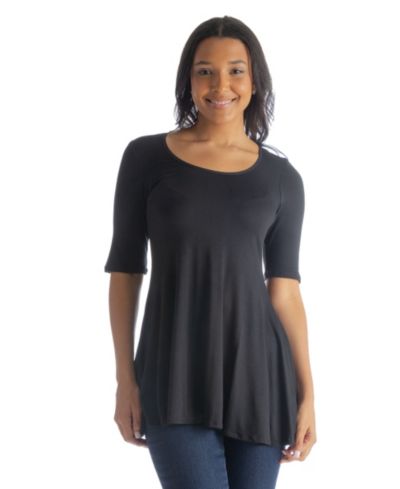 24seven Comfort Apparel Petite туника с рукавом 3/4 и круглым вырезом