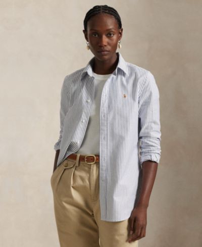 Мужская рубашка Polo Ralph Lauren Oxford в полоску, приталенная