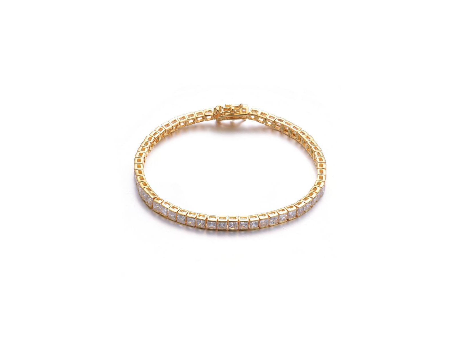 Браслет Genevive Classic Sterling Silver Square Cubic Zirconia Tennis