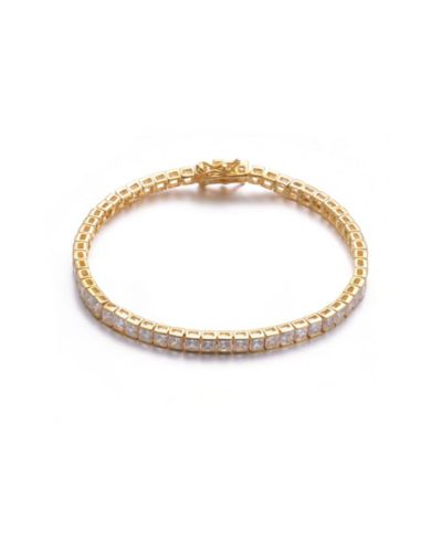 Genevive Classic Sterling Silver Square Cubic Zirconia Tennis Bracelet