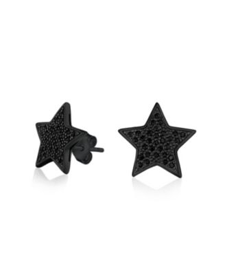 Серьги-гвоздики Bling Jewelry.925 Sterling Silver Pave Clear Black Crystals Patriotic Star