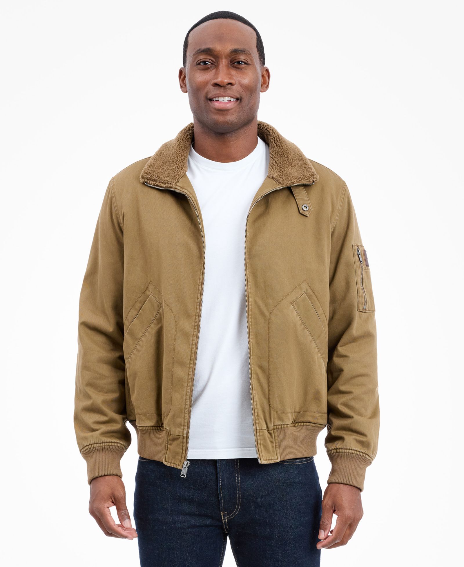 Lucky Brand Men's Sherpa Collar Flight Jacket