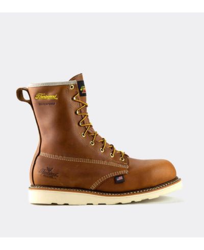 Thorogood Men's American Heritage Waterproof 8" Tobacco Safety Toe Work Boots for Men