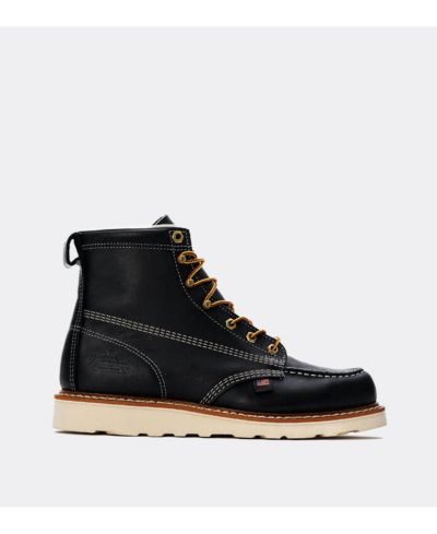 Thorogood Men's American Heritage 6" Black Moc Toe Work Boots for Men