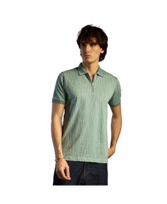 Campus Sutra Men's Sea Green Crevice-Lined T-Shirt