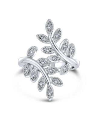 Кольцо Bling Jewelry Nature Ivy Vine Leaf Fashion Statement с Cubic Zirconia Pave CZ Silver Plated
