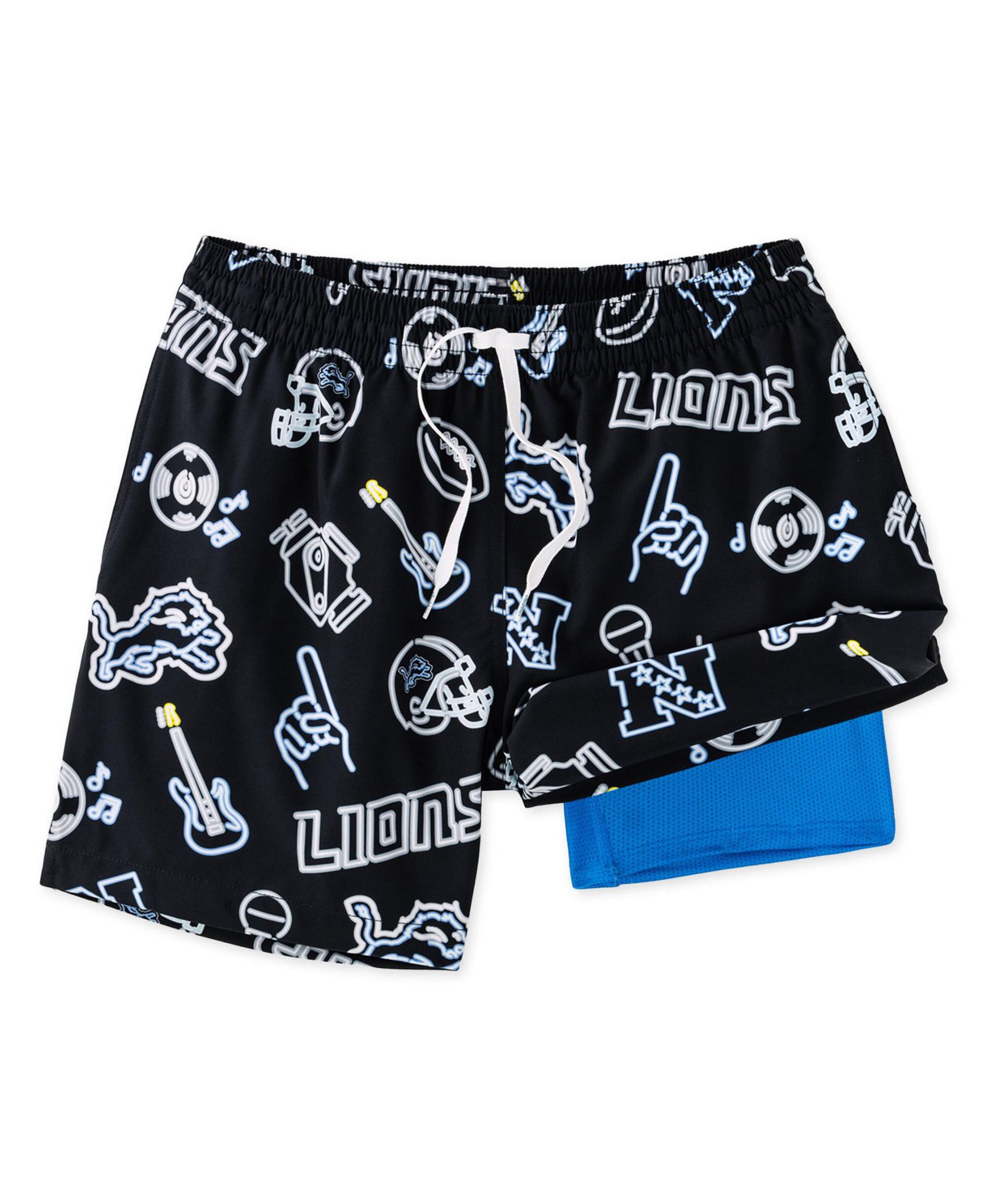 Мужские плавки Chubbies Detroit Lions The Neon Lined Classic Black 5.5"