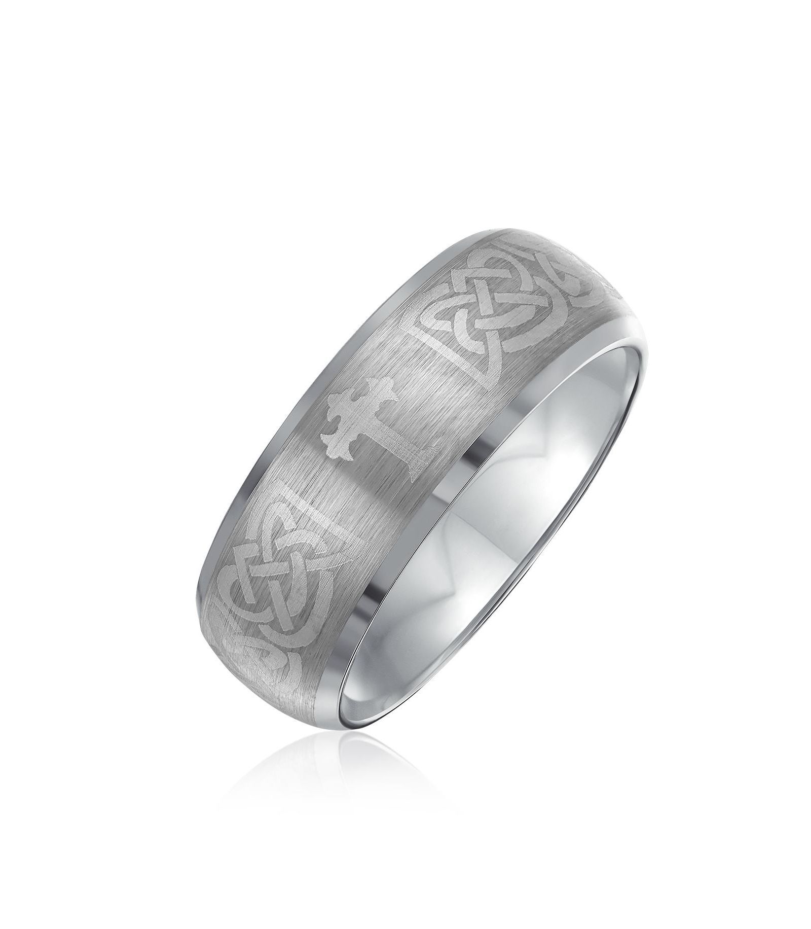 Свадебное кольцо Bling Jewelry из титана с кельтским мальтийским крестом, матовое покрытие, комфортная посадка
