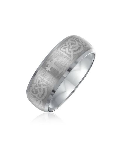 Свадебное кольцо Bling Jewelry из титана с кельтским мальтийским крестом, матовое покрытие, комфортная посадка