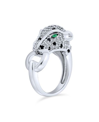 Bling Jewelry Коктейльное кольцо Leopard Panther из серебра с CZ