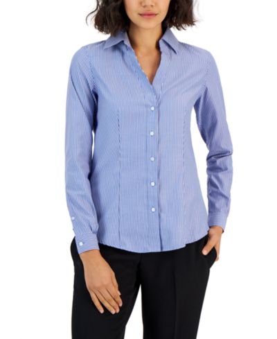 Jones New York Блузка Petite Easy Care с длинным рукавом на пуговицах