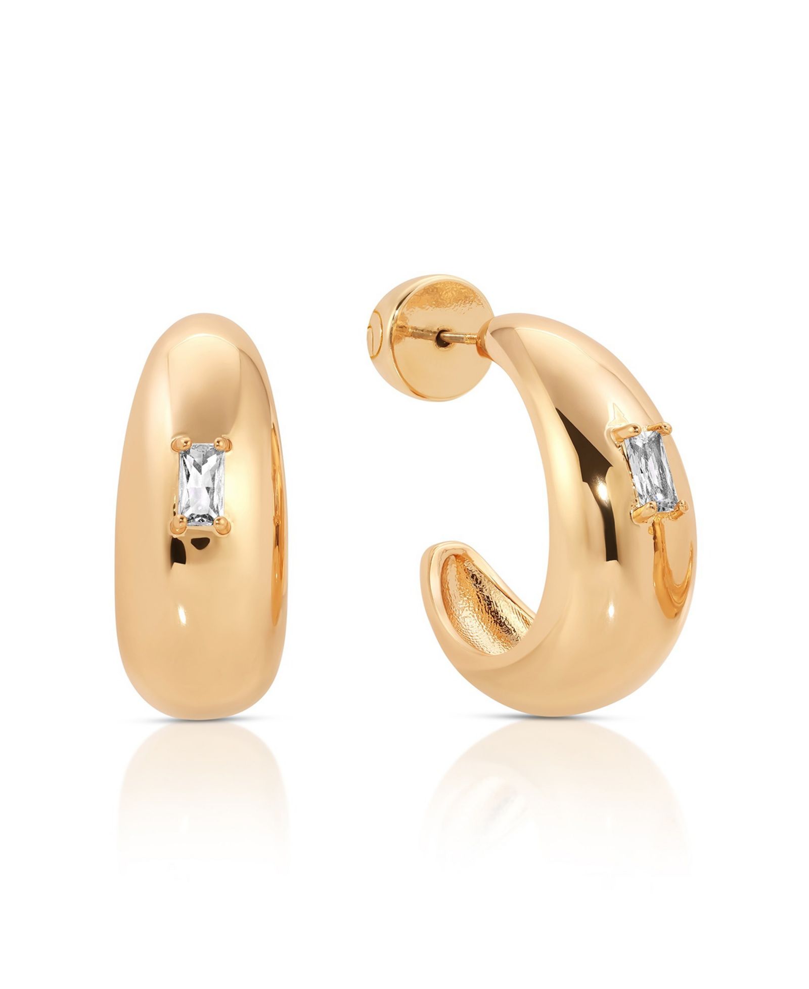 Серьги-кольца ETTIKA Oval Dome Baguette Hoop