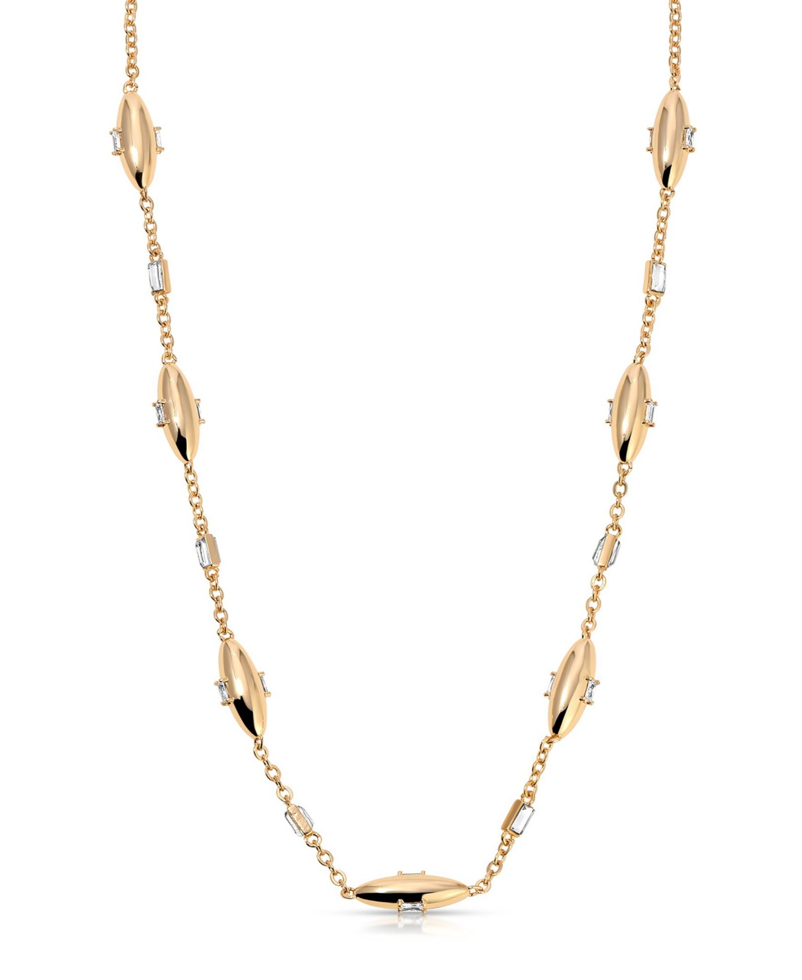 ETTIKA Oval Dome Baguette Crystal Chain Necklace