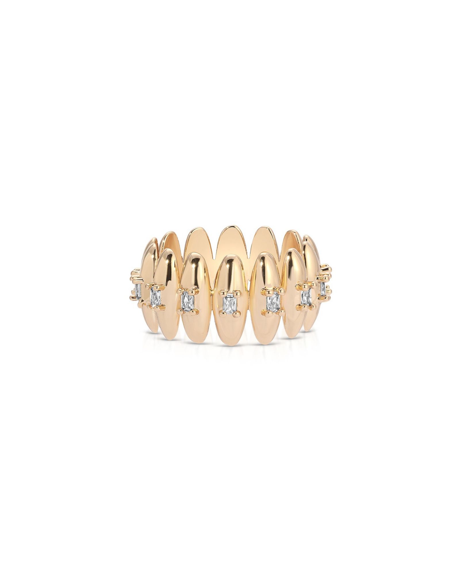 Кольцо-band ETTIKA Oval Dome Baguette