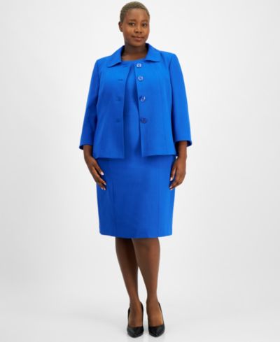 Женский костюм Le Suit Plus Size Button-Front Boxy Jacket & Sheath 2 Piece Dress Suit