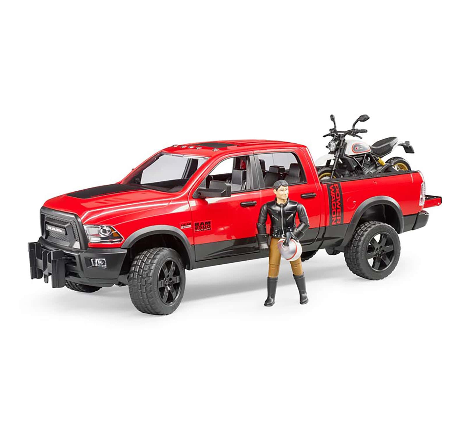 Bruder игрушечный набор Ram 2500 Power Wagon с Ducati Scrambler Desert Sled и водителем 02502