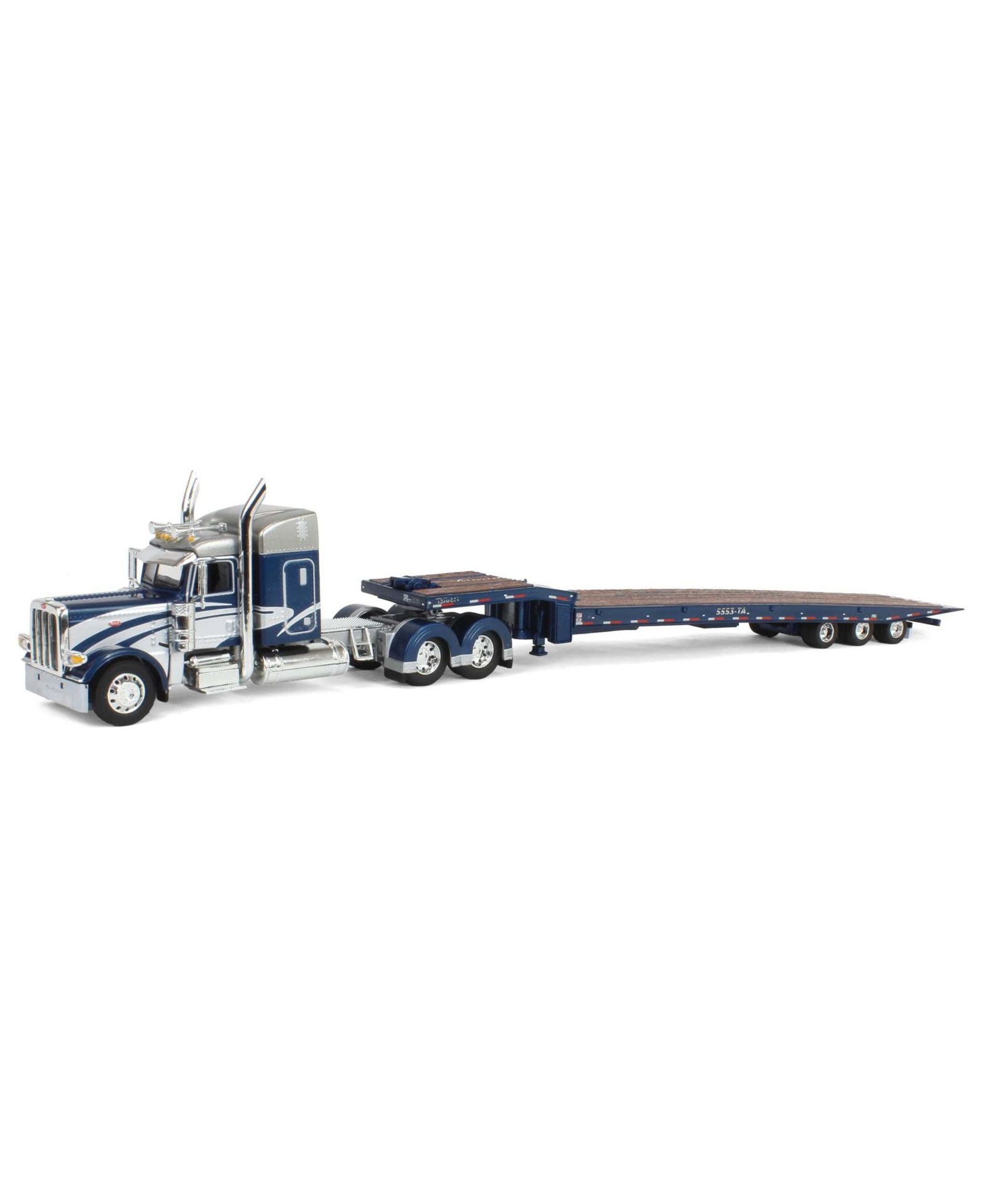 Модель 1/64 Peterbilt 389 w/ Talbert 5553T Traveling Axle Trailer Blue DCP