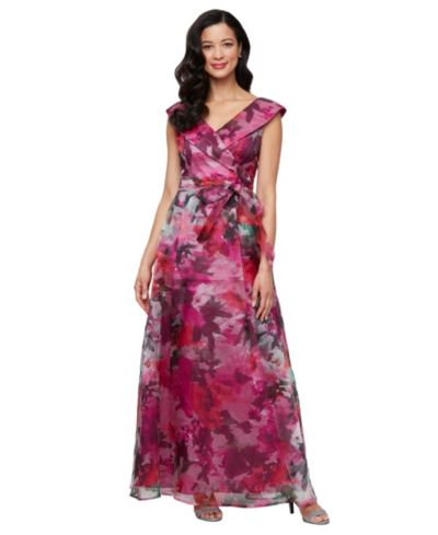 Вечернее платье Alex Evenings Printed V-Neck Long A-Line