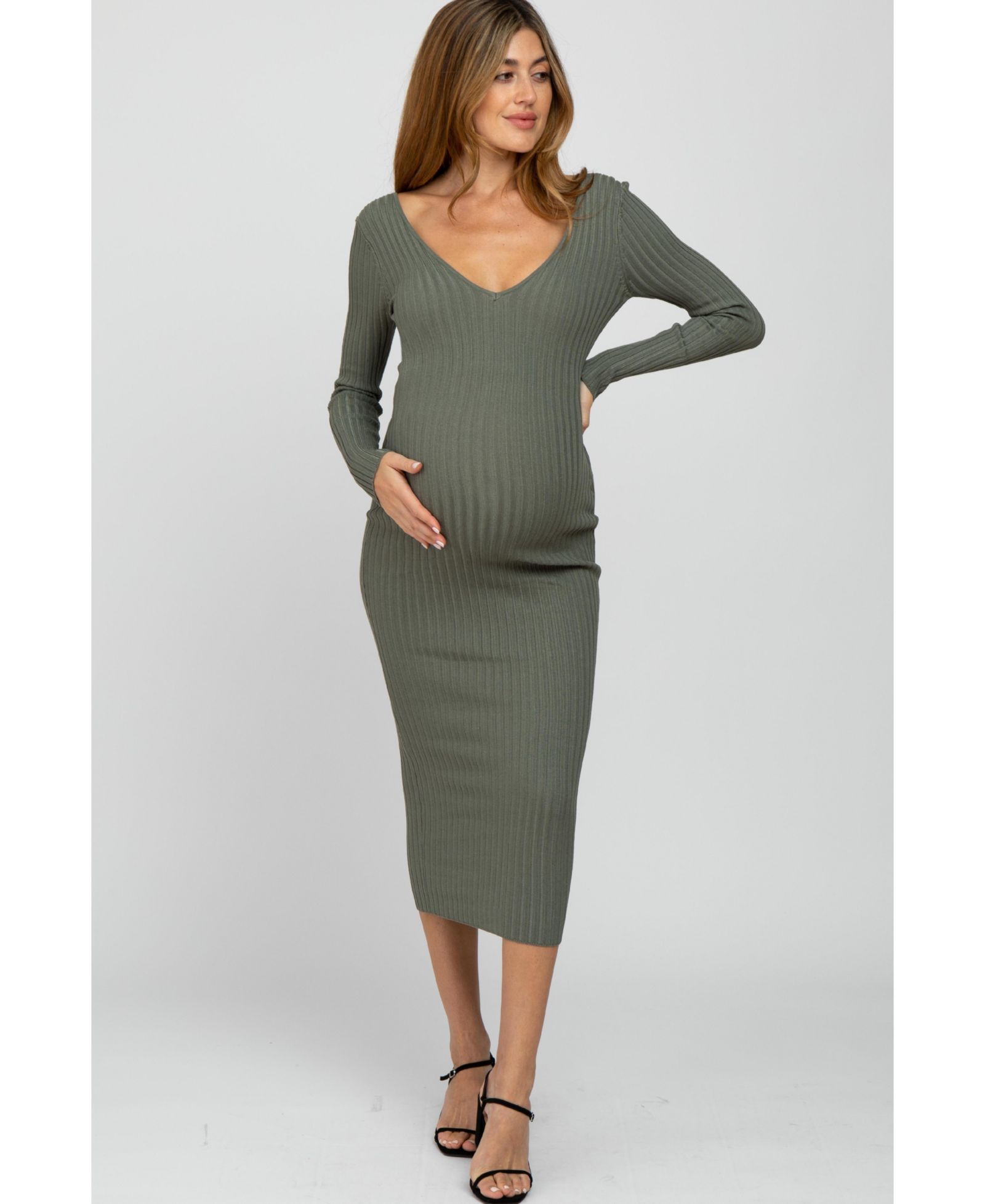 Женское платье Pinkblush V-Neck Long Sleeve Fitted Maxi