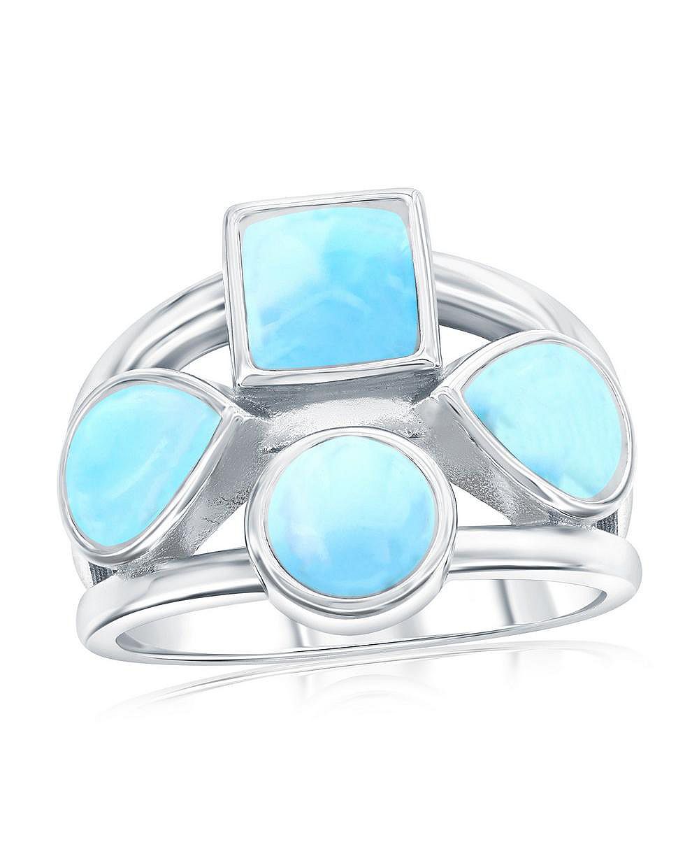 Sterling Silver, Multi-Shaped Larimar Ring
