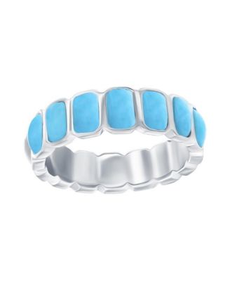 Кольцо Caribbean Treasures Sterling Silver Rectangle Larimar Eternity