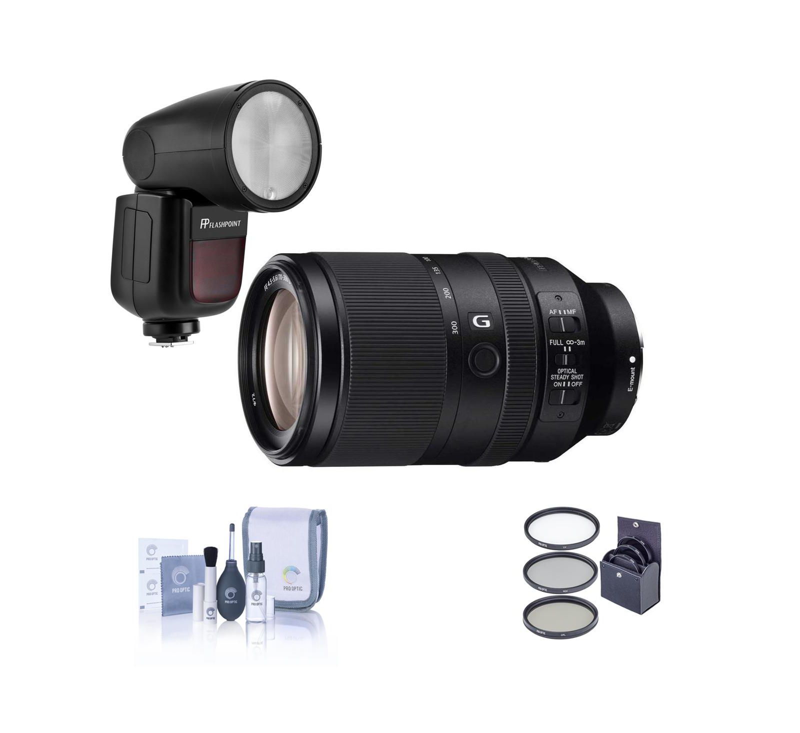 Объектив Sony FE 70-300mm + Flashpoint R2 TTL Flash + 72mm Filter & Cleaning Kit для Sony E-mount