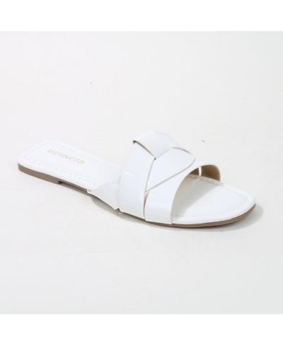 Topaz Patent Woven Slides