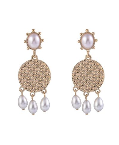 Laundry by Shelli Segal Tone Drop Earrings with Pearl Accents