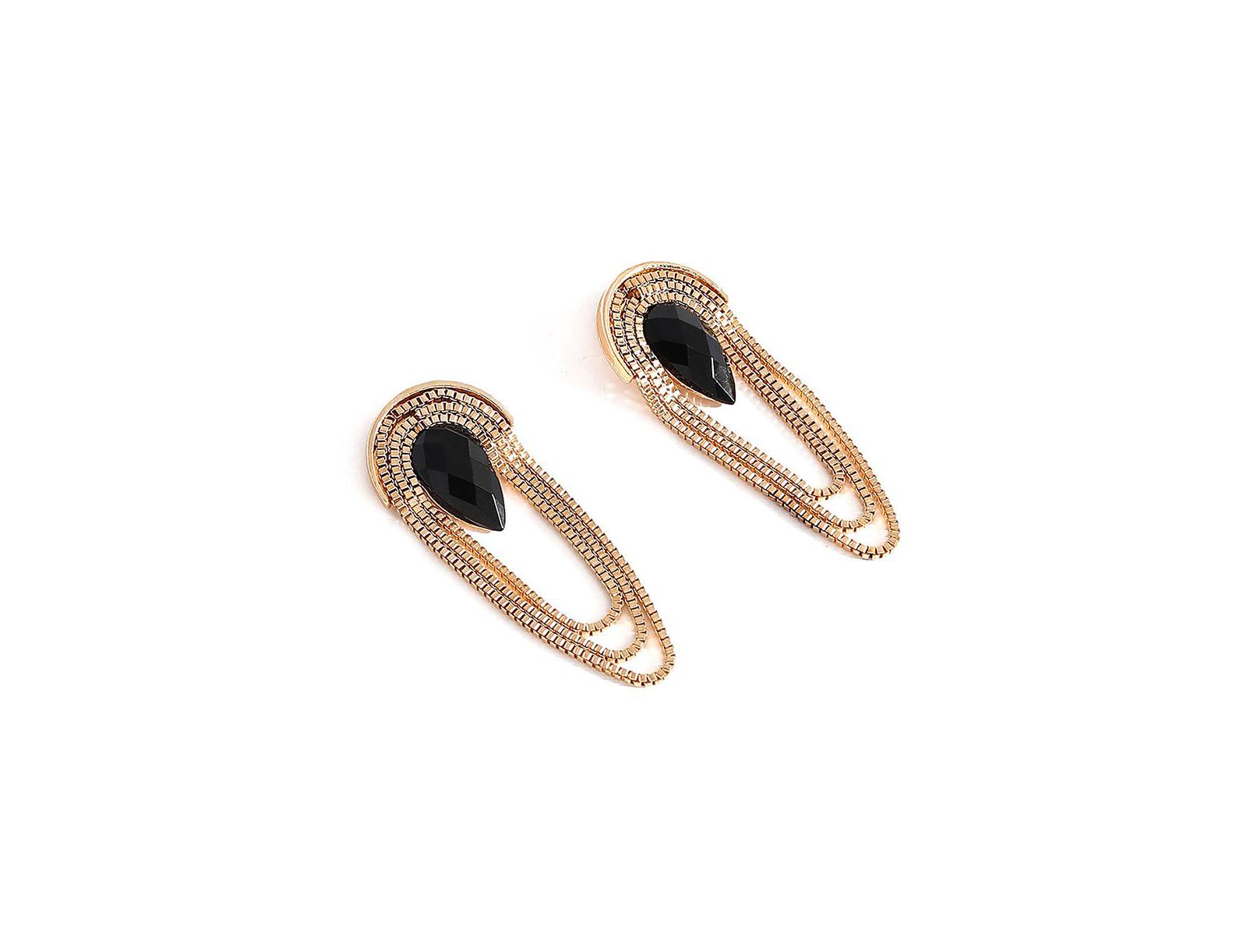 Женские серьги SOHI Black Teardrop Chain Drop