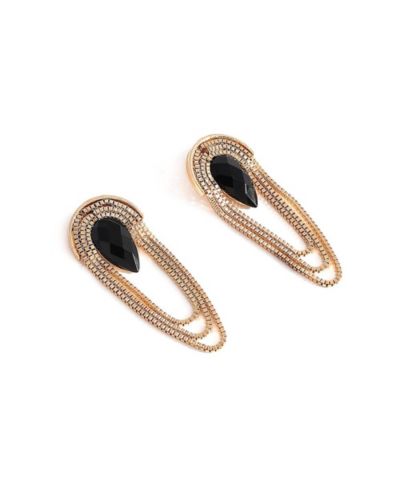 Женские серьги SOHI Black Teardrop Chain Drop