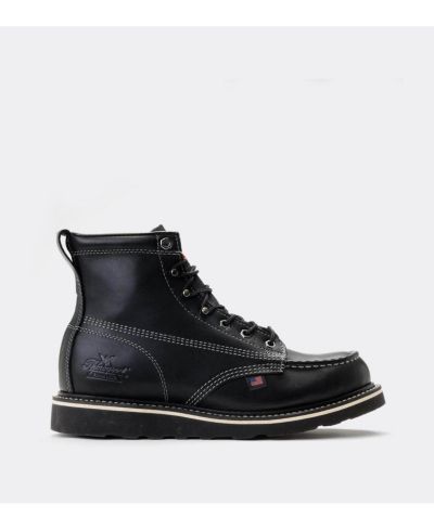 Thorogood Men's American Heritage Midnight 6" Black Moc Toe Work Boots for Men