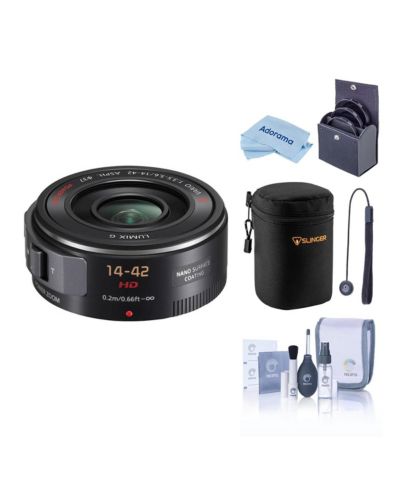 Panasonic LUMIX G X Vario PZ 14-42mm f/3.5-5.6 асферический объектив для Micro Four Thirds, черный, комплект с фильтром 37 мм, чехлом для объектива, набором для чистки