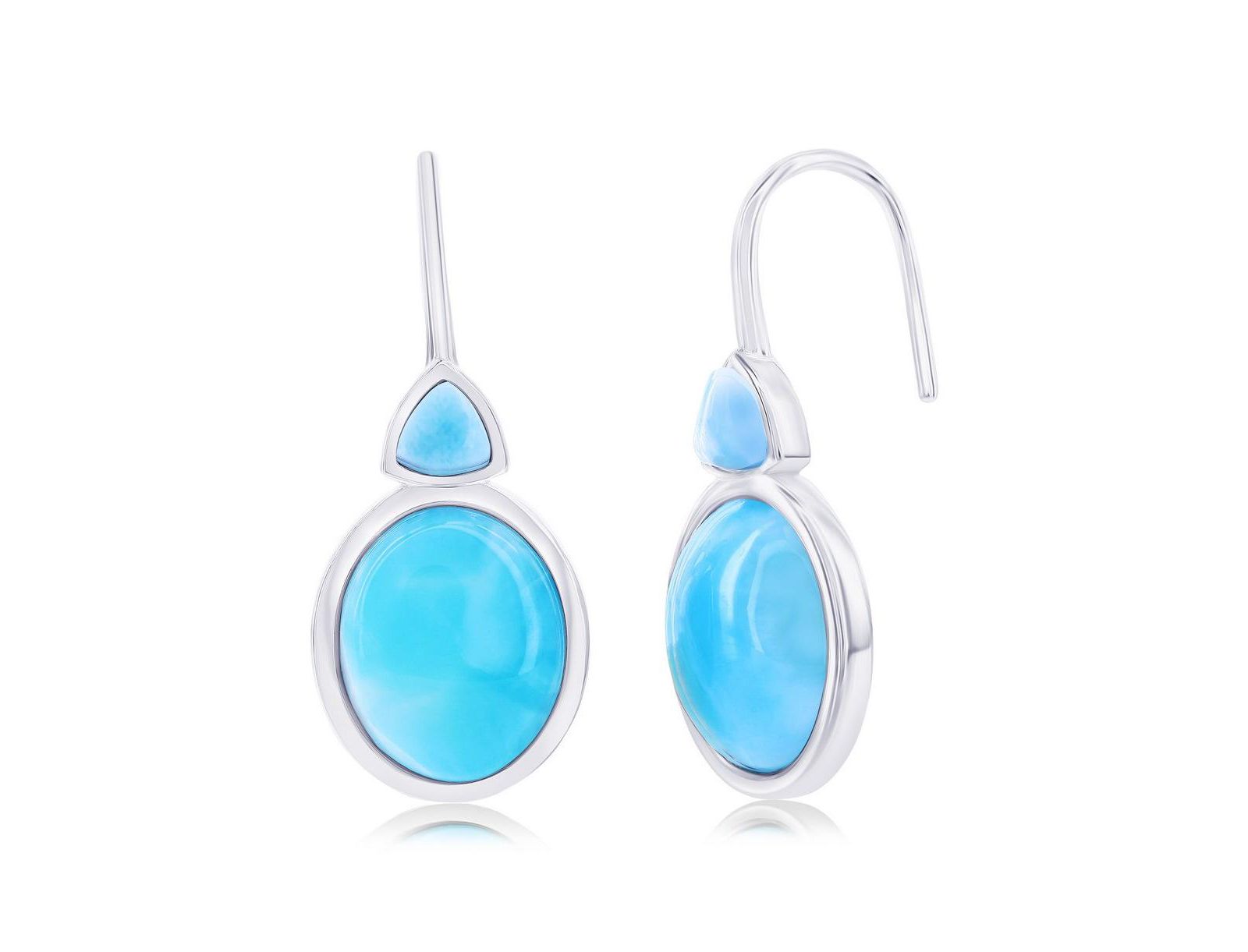 Sterling Triangle & Oval Larimar Earrings